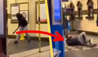 Artikelbild för artikeln VIDEO: Hugger man med machete i kollektivtrafiken